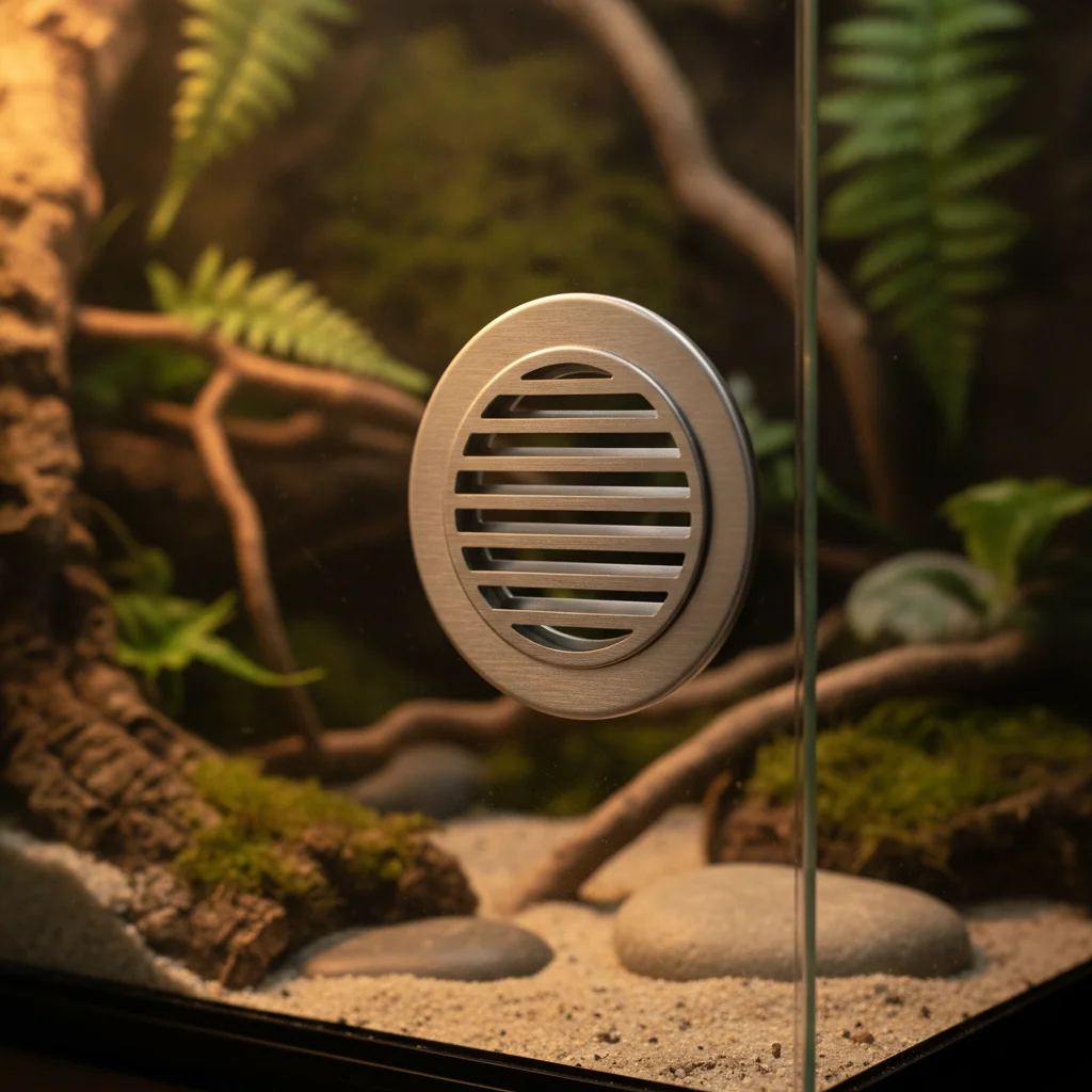 Cuve vide en verre posée sur un établi en bois, prête pour les travaux d'aménagement